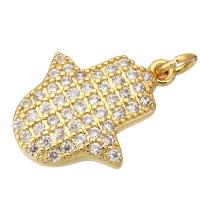 Cubic Zirconia Micro Pave Brass Pendant, Hand, gold color plated, micro pave cubic zirconia Approx 2mm 