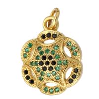 Cubic Zirconia Micro Pave Brass Pendant, gold color plated, micro pave cubic zirconia Approx 2mm 