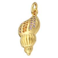 Cubic Zirconia Micro Pave Brass Pendant, Conch, gold color plated, micro pave cubic zirconia Approx 2mm 