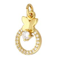 Cubic Zirconia Micro Pave Brass Pendant, gold color plated, micro pave cubic zirconia & hollow Approx 2mm 