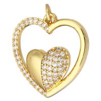 Cubic Zirconia Micro Pave Brass Pendant, Heart, gold color plated, micro pave cubic zirconia & hollow Approx 2mm 