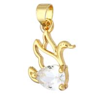 Cubic Zirconia Micro Pave Brass Pendant, Bird, gold color plated, micro pave cubic zirconia & hollow Approx 4mm 