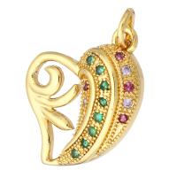 Cubic Zirconia Micro Pave Brass Pendant, Heart, gold color plated, micro pave cubic zirconia & hollow Approx 2mm 