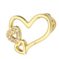 Cubic Zirconia Micro Pave Brass Pendant, Heart, gold color plated, micro pave cubic zirconia & hollow Approx 2mm 