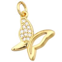 Cubic Zirconia Micro Pave Brass Pendant, Butterfly, gold color plated, micro pave cubic zirconia Approx 2mm 