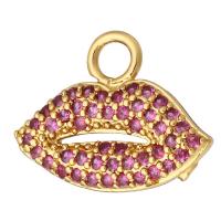 Cubic Zirconia Micro Pave Brass Pendant, Lip, gold color plated, micro pave cubic zirconia Approx 3mm 