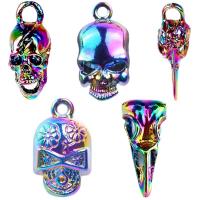 Pendentifs crâne en alliage de zinc, Placage coloré, bijoux de mode, multicolore, 10-40mm Vendu par sac