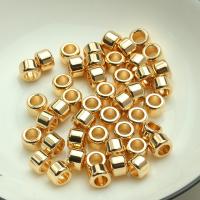 Large Hole Brass Beads, Round Tube, 14K gold plated, DIY [