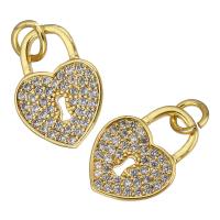 Cubic Zirconia Micro Pave Brass Pendant, Heart, gold color plated, micro pave cubic zirconia Approx 2mm 