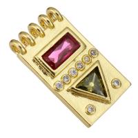 Cubic Zirconia Micro Pave Brass Pendant, gold color plated, multihole & micro pave cubic zirconia Approx 1mm 