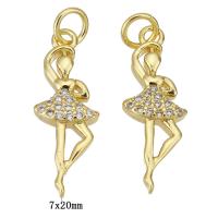 Cubic Zirconia Micro Pave Brass Pendant, Girl, gold color plated, micro pave cubic zirconia 