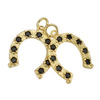 Cubic Zirconia Micro Pave Brass Pendant, Horseshoes, gold color plated, micro pave cubic zirconia Approx 2mm 