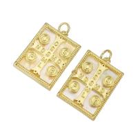 Brass Jewelry Pendants, with Shell, gold color plated Approx 3mm 