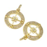 Cubic Zirconia Micro Pave Brass Pendant, gold color plated, micro pave cubic zirconia & hollow Approx 2mm 