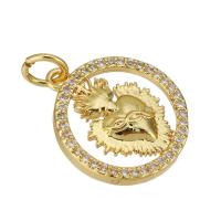 Cubic Zirconia Micro Pave Brass Pendant, gold color plated, micro pave cubic zirconia & hollow Approx 3mm 