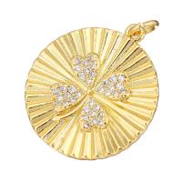 Cubic Zirconia Micro Pave Brass Pendant, gold color plated, micro pave cubic zirconia Approx 3mm 