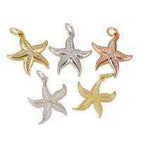 Cubic Zirconia Micro Pave Brass Pendant, Starfish, plated & micro pave cubic zirconia Approx 3mm 