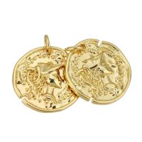 Brass Jewelry Pendants, Flat Round, gold color plated Approx 2mm 