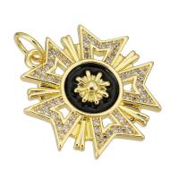 Cubic Zirconia Micro Pave Brass Pendant, gold color plated, micro pave cubic zirconia & enamel Approx 4mm 