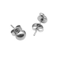 Composant Boucles d'oreilles en acier inoxydable, unisexe, argent Vendu par paire