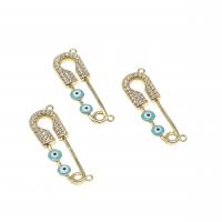 Cubic Zirconia Micro Pave Brass Connector, micro pave cubic zirconia & enamel, mixed colors, 28mm 