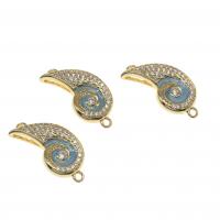 Cubic Zirconia Micro Pave Brass Connector, Snail, micro pave cubic zirconia & enamel, mixed colors, 22mm 