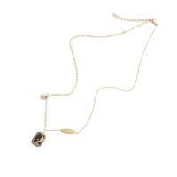 Collier de bijoux de titane, Acier titane, rectangle, Placage de couleur d'or, chaîne ovale & pour femme & autocollant époxyde 8.3mm Environ 15.3 pouce, Vendu par brin