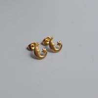 Acier titane boucle d oreille dormeuse, Lune et Etoile, Placage de couleur d'or, bijoux de mode & pour femme, 1.2mm, Vendu par paire