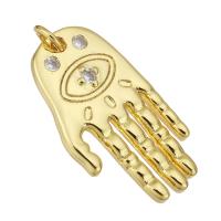 Cubic Zirconia Micro Pave Brass Pendant, Hand, gold color plated, micro pave cubic zirconia Approx 1mm 