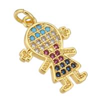 Cubic Zirconia Micro Pave Brass Pendant, Girl, gold color plated, micro pave cubic zirconia Approx 2mm 