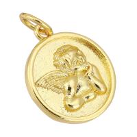 Brass Jewelry Pendants, Flat Round, gold color plated Approx 3mm 