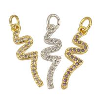 Cubic Zirconia Micro Pave Brass Pendant, Snake, plated, micro pave cubic zirconia Approx 2mm 