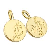 Pendentifs en laiton de fleur, Placage de couleur d'or, modèles différents pour le choix Environ 3mm, Vendu par PC