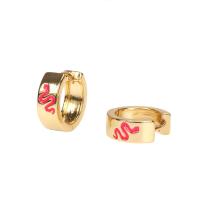 Brass Huggie Hoop Earring, gold color plated, for woman & enamel 5mm 