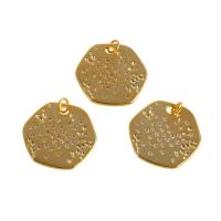 Cubic Zirconia Micro Pave Brass Pendant, Polygon, real gold plated, micro pave cubic zirconia, golden 