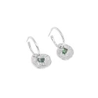 Argent sterling 925 Boucle d'oreille goutte, Motif géométrique, Placage, pavé de micro zircon & pour femme, plus de couleurs à choisir 30mm, Vendu par paire