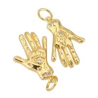 Cubic Zirconia Micro Pave Brass Pendant, Hand, gold color plated, micro pave cubic zirconia Approx 4mm 