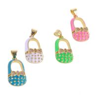 Cubic Zirconia Micro Pave Brass Pendant, Shoes, micro pave cubic zirconia & enamel 