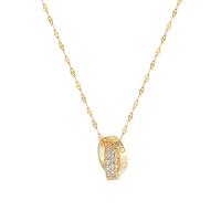 Collier de bijoux de titane, Acier titane, avec laiton, avec 2.6 inch chaînes de rallonge, Placage de couleur d'or, pavé de micro zircon & pour femme, 15mm Environ 14.97 pouce, Vendu par PC