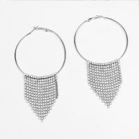 Fashion Fringe Earrings, Rhinestone, with Zinc Alloy, plated, for woman 