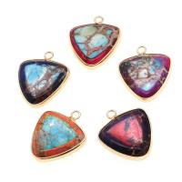 Impression Jasper Pendants, Brass, with Impression Jasper, Triangle 