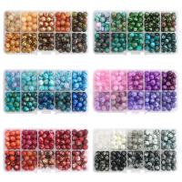 Perles murano faites à la main , chalumeau, avec Boîte en plastique, Rond, vernis au four, dégradé de couleur & DIY, plus de couleurs à choisir, 8mm Environ 1.2mm, Vendu par boîte