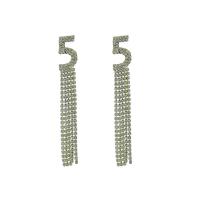 Fashion Fringe Earrings, Rhinestone, with Zinc Alloy, plated, for woman 