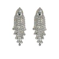 Fashion Fringe Earrings, Rhinestone, with Zinc Alloy, plated, for woman 