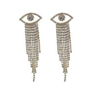 Fashion Fringe Earrings, Rhinestone, with Zinc Alloy, plated, for woman 