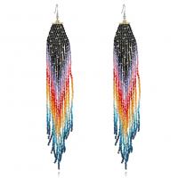 Seedbead Tassel Earring, for woman, multi-colored 