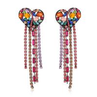 Fashion Fringe Earrings, Zinc Alloy, Heart, for woman & with rhinestone 