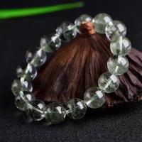 Quartz Bracelets, Green Phantom Quartz, Round, Unisex, green .5 Inch 