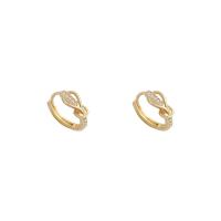 Brass Huggie Hoop Earring, real gold plated, fashion jewelry & for woman & with cubic zirconia 