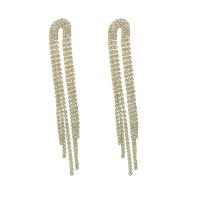 Fashion Fringe Earrings, Rhinestone, with Zinc Alloy, plated, for woman 